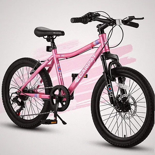20" Kids Bike Ages 6-12 7-Speed MTB Front Suspension Disc Brake Pink Ecarpat