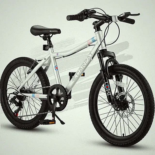 20" Kids Bike Ages 6-12 7-Speed MTB Front Suspension Disc Brake White Ecarpat