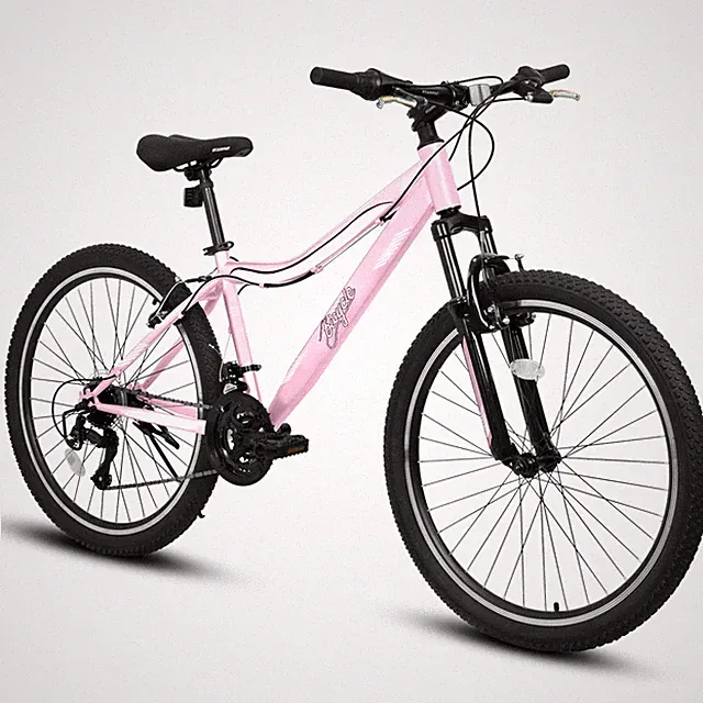 24Inch Mountain Bike Carbon Steel Frame Dual V-Brakes for Men Women Teens Pink