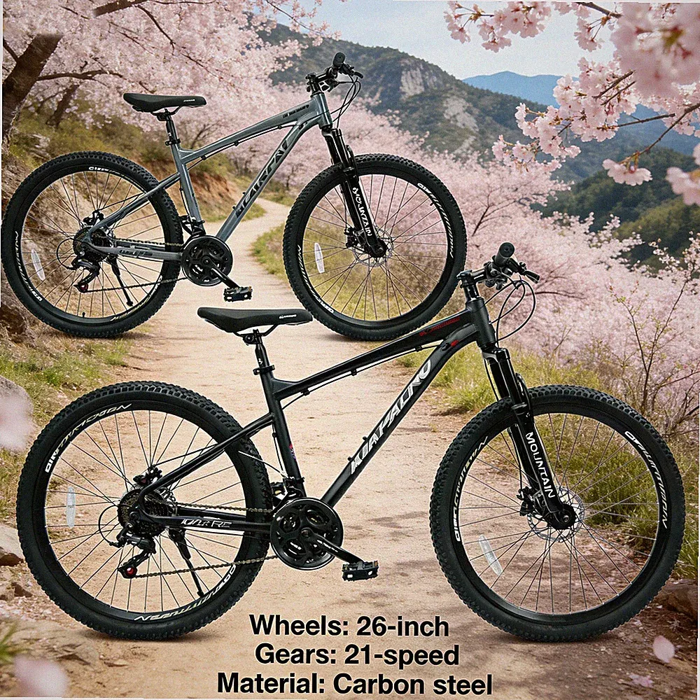 26 Inch All-Terrain Bike Disc Brakes 21-Speed Durable Cross-Country MTB Ride