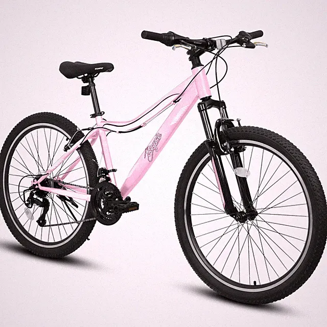 26Inch Mountain Bike Carbon Steel Frame Dual V-Brakes for Men Women Teens Pink