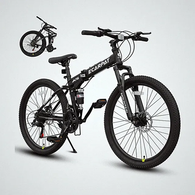 Ecarpat 26 Inch Folding Mountain Bike, 21 Speed Full Suspension High-Carbon S...
