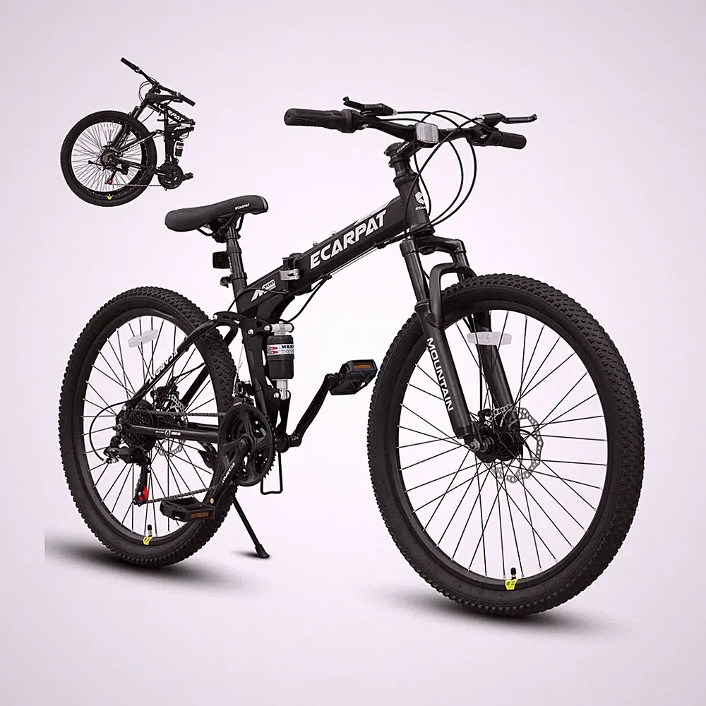 Ecarpat 26 Inch Folding Mountain Bike, 21 Speed Full Suspension High-Carbon S...