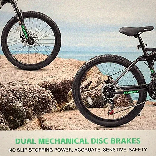 ECARPAT Mountain Bike 26" 21 Speed Dual Suspension - Gray/Green