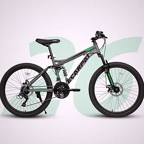ECARPAT Mountain Bike 26" 21 Speed Dual Suspension - Gray/Green