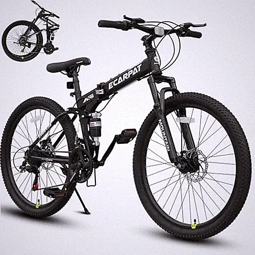 Folding Mountain Bike- 26 Inch Bikes for Adults, 21 Speed Full Suspension Foldab