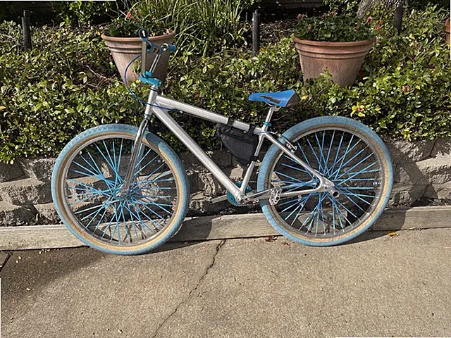 Silver/Blue BMX Bike w/ Blue Spokes, Seat & Handlebars, Reflectors